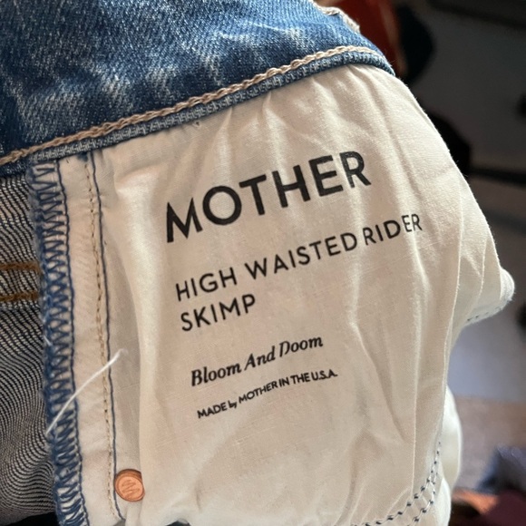 MOTHER High Waisted Rider Skimp Straight Leg Jeans Bloom and Doom Blue 27 - Picture 8 of 10